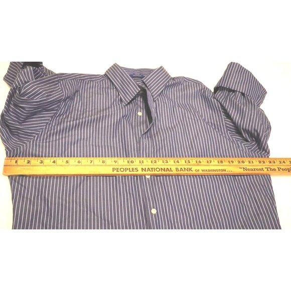 Teddy Stratford Blue Pinstripe LongSleeve Shirt w/ Hidden Zipper Front Old Money - Picture 7 of 7
